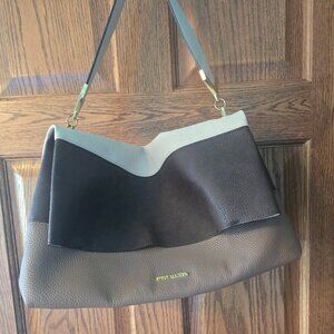 Steve Madden Colorblock Hobo Shoulder Bag Grey Taupe Black Gold Hardware